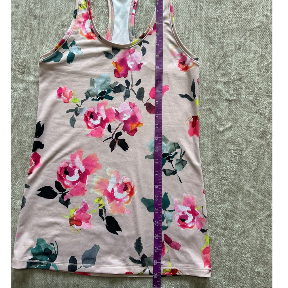 Athleta Shanti Floral Racerback Tank Top Pink Rose Print Athletic XS - Picture 9 of 9